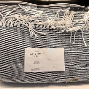 Sferra throw blanket navy/ white 51 x 71